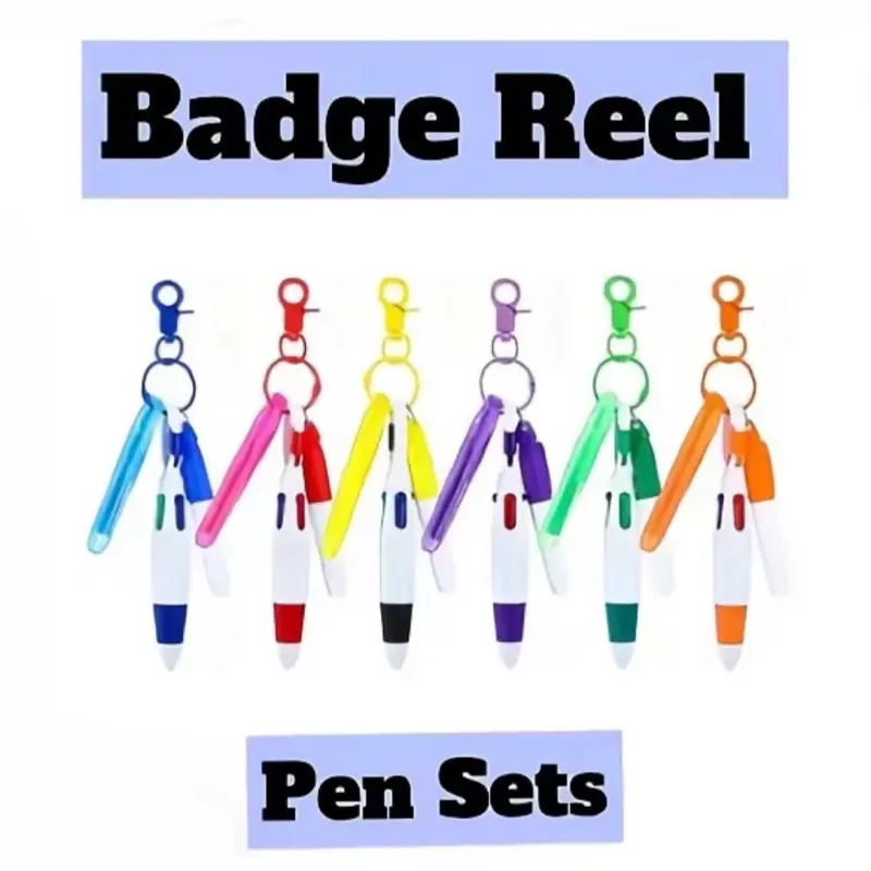 Pen Set for Badge Reels Attachments - Colorful Keychain Pens for Easy Access