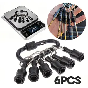 Drill Bit Holder Keychain, 6-Color 1/4 Inch Screwdriver Bit Holder, Portable Hex Shank Socket Adapter, Durable Tool Accessory, Screwdriver Bit Clip, Hand Tools
