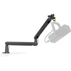 FIFINE Microphone Boom Arm, Low Profile Adjustable Stick Microphone Arm Stand with Desk Mount Clamp, Screw Adapter, Cable Management, for Podcast Streaming Gaming Studio-Bm88