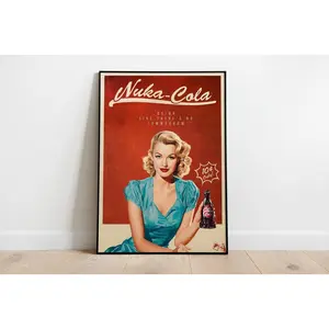 [FAST SALE UP TO 45%] Nuka Cola Poster, Retro 1950s Pop Art Print, Fallout Game Beverage Advertisement Wall Art, Vintage Aesthetic Decor, Unframed Print Only
