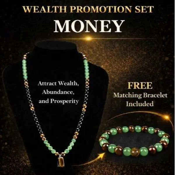 [Buy 1 Get 1 Free Product] Men-Women Healing Crystal Jewelry Set, Green Aventurine & Tiger Eye Pendant Necklace with Matching Bracelet, Green Gemstone Pendant Wealth Abundance Gift, Green Gemstone Pendant Jewelry Sets