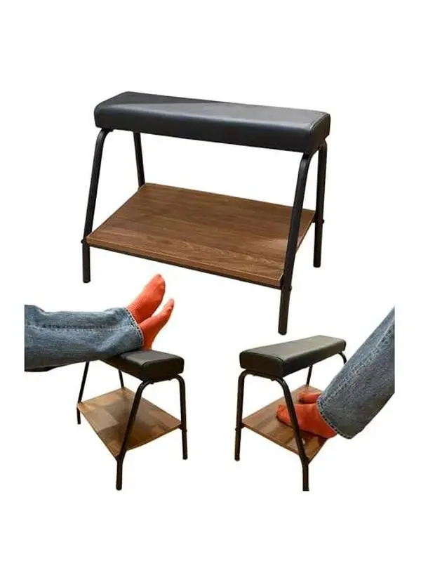 Double Step Footrest Under Desk Versatile Foot Stool Ottoman for Comfortable Desk Work Office Life (Black)