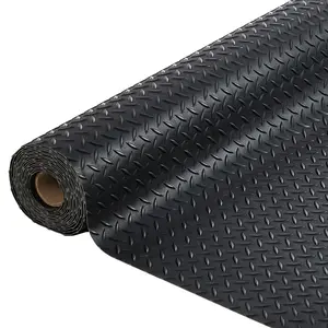 Garvee 4 x 8 FT Garage Floor Mat, 2.8mm Thickened Flooring Roll Diamond Plate PVC Rubber Trailer Mat, Non-Slip Floor Protector Mat for Garage, Warehouse, Gyms, Trailer, SUV