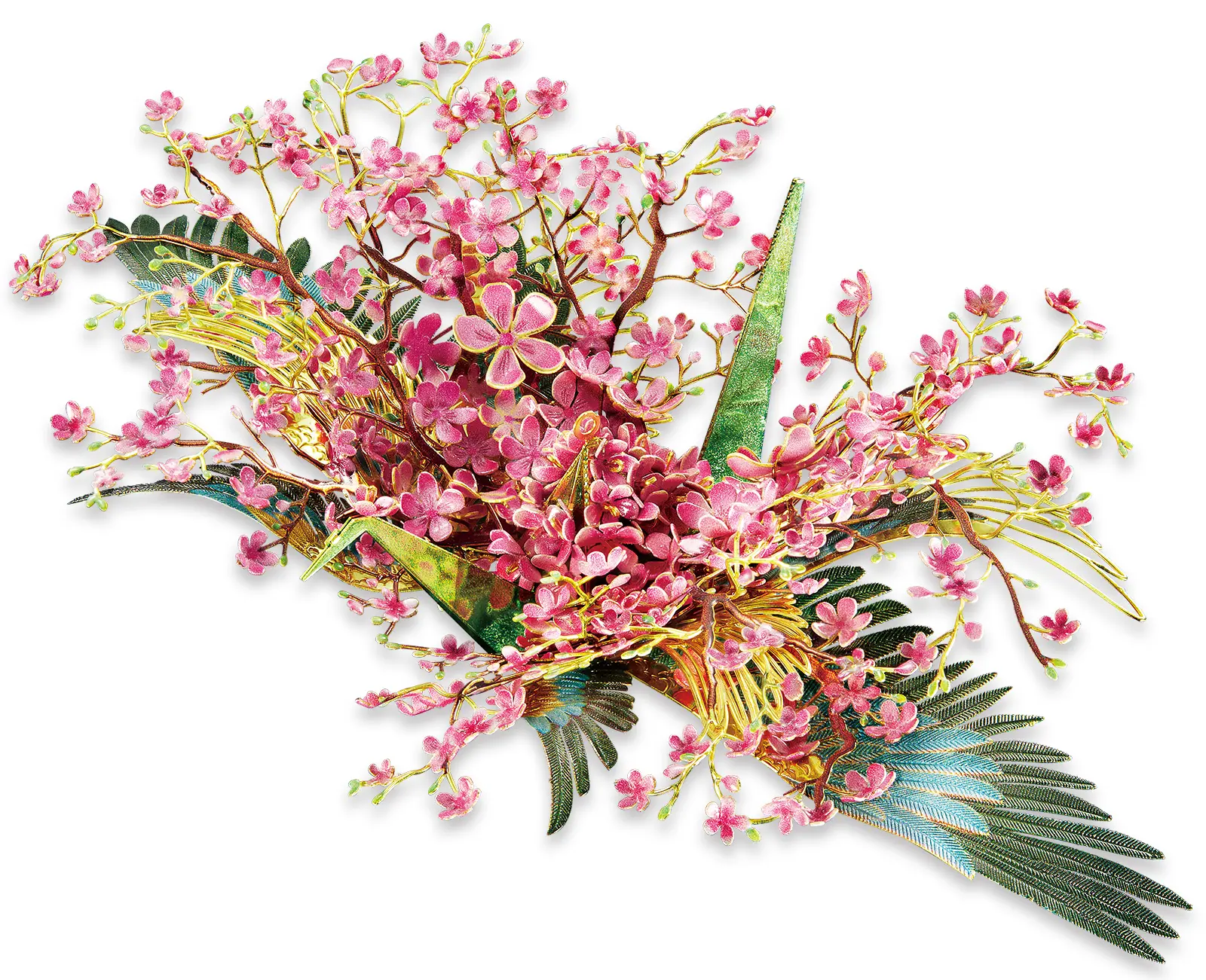 Piececool 3D Metal Model Puzzles for Adults, Peach Blossom Wish Cranes Model Building Kits, Brain Teaser Puzzle Beautiful DIY Craft Kits , 65Pcs