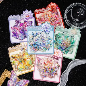 Vintage Flower Pattern Sticker, 10pcs/bag Scrapbook & Journal Making Material Paper, DIY Decorative Art Stickers for Water Bottle & Phone Case Sticker Packs