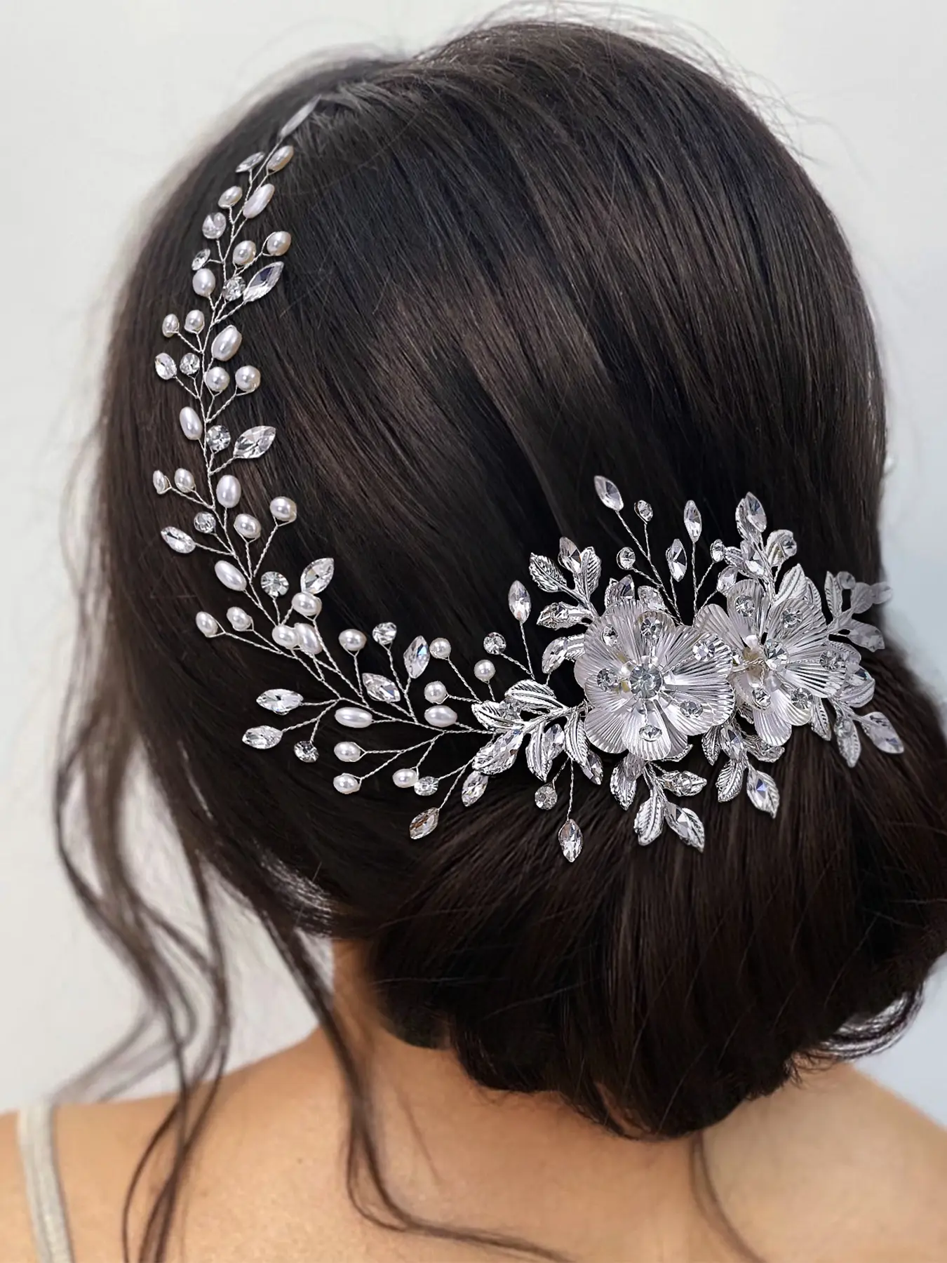 Luxurious Alloy Flower Hair Band for Women, All Season Elegant Wedding Bride Bridesmaid Headpiece, Bridal Headwear, Versatile Ball Dance Photo Costume Accessory, Headwear