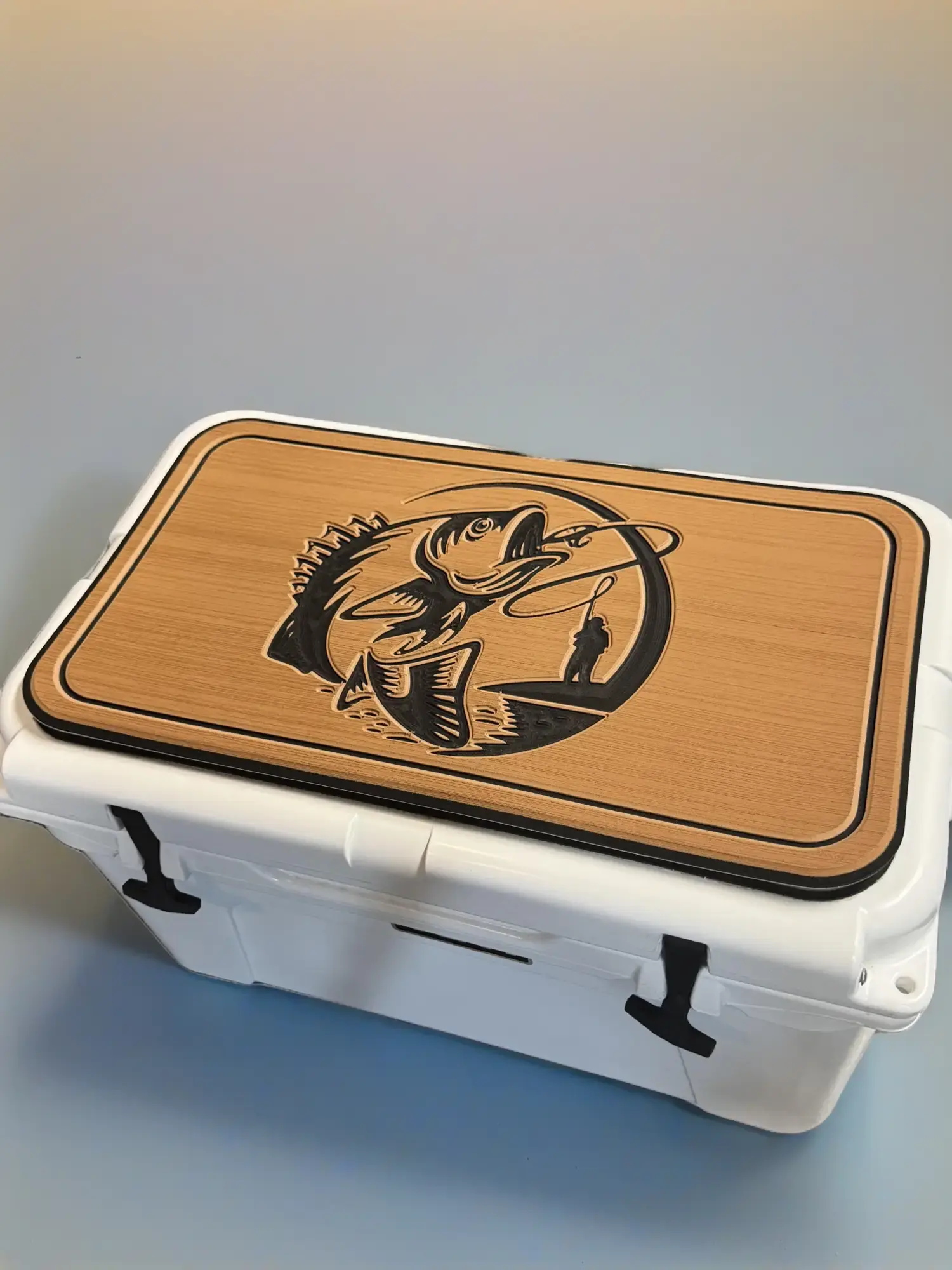YETI Camping Cooler Pad with Hooked on Bass Logo - Waterproof High-Density PE Polyethylene Rust/Black Mat - 3M Adhesive Easy Peel-and-Stick - Fits Tundra, Roadie, Wheeled, Haul Cooler Lids - Camping Gear, Fish, Cooling, Cooler Accessories