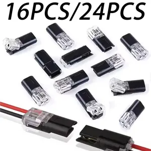 D2 Double-Line Interlocking Detachable LED Connectors, Universal Connector, Reliable Durable Quick-Connect Terminals, Quick Snap, 2-Pin Bidirectional Plugs, No Soldering Required