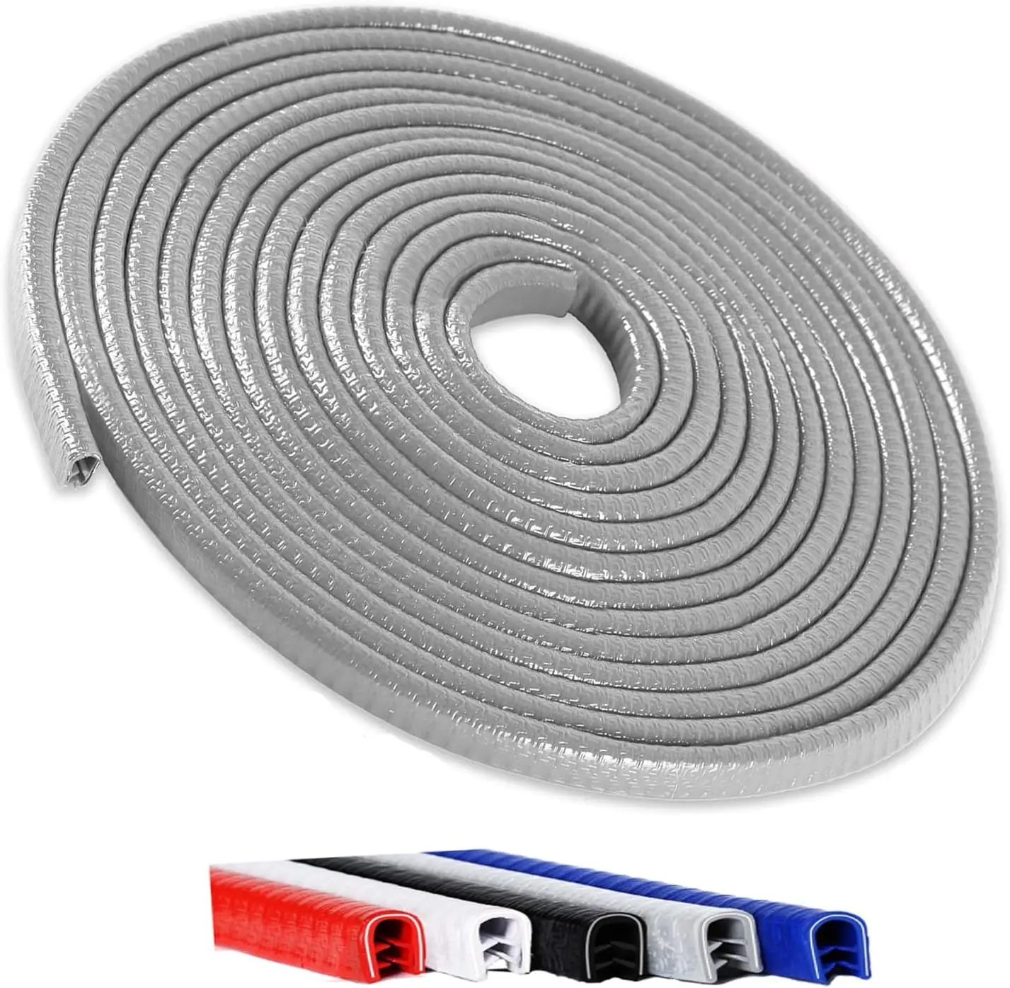 Winfort U-Shape Car Door Edge Protector Guards - No-Glue Metal Rubber Seal, 5M(16.5FT)/10M Options, Tire Tread Mimicking, Easy Installation, Entry Guard for Most Cars, SUVs, Trucks & Most Vehicle Models (Grey), 10 Meters