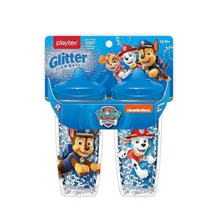 Playtex Sipsters Paw Patrol Boys Glitter Spout Sippy Cup 9 Oz 2 Pack Leak Proof 100% Leak-Proof Design Nickelodeon Characters