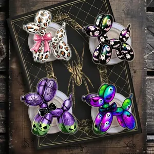 Magnetic Phone Grip Spooky Balloon Dog Collection, Halloween Ghost Spiderweb Phone Stand Holder, Removable Magnet Griptok For iPhone Android
