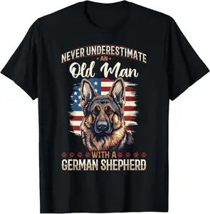 German Shepherd Dog Breed Pet Never Underestimate an Old Man T-Shirt