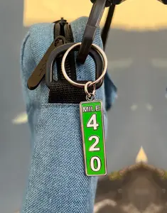 Mile Marker 420 Highway Sign - Marijuana Weed Pride Symbol - 1.75 inch Metal Enamel Keychain with Keyring