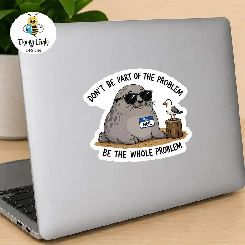 Neil the Seal Sticker, Seal Sticker, The Whole Problem, Laptop, Water Bottle, Notebook Decals, Cute Sticker