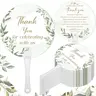 100 Pcs Wedding Hand Fans for Guests Bulk Thank You for Celebrating with Us Plastic Decorative Fans with Handle, Perfect Bridal Shower Ceremony Party Favor