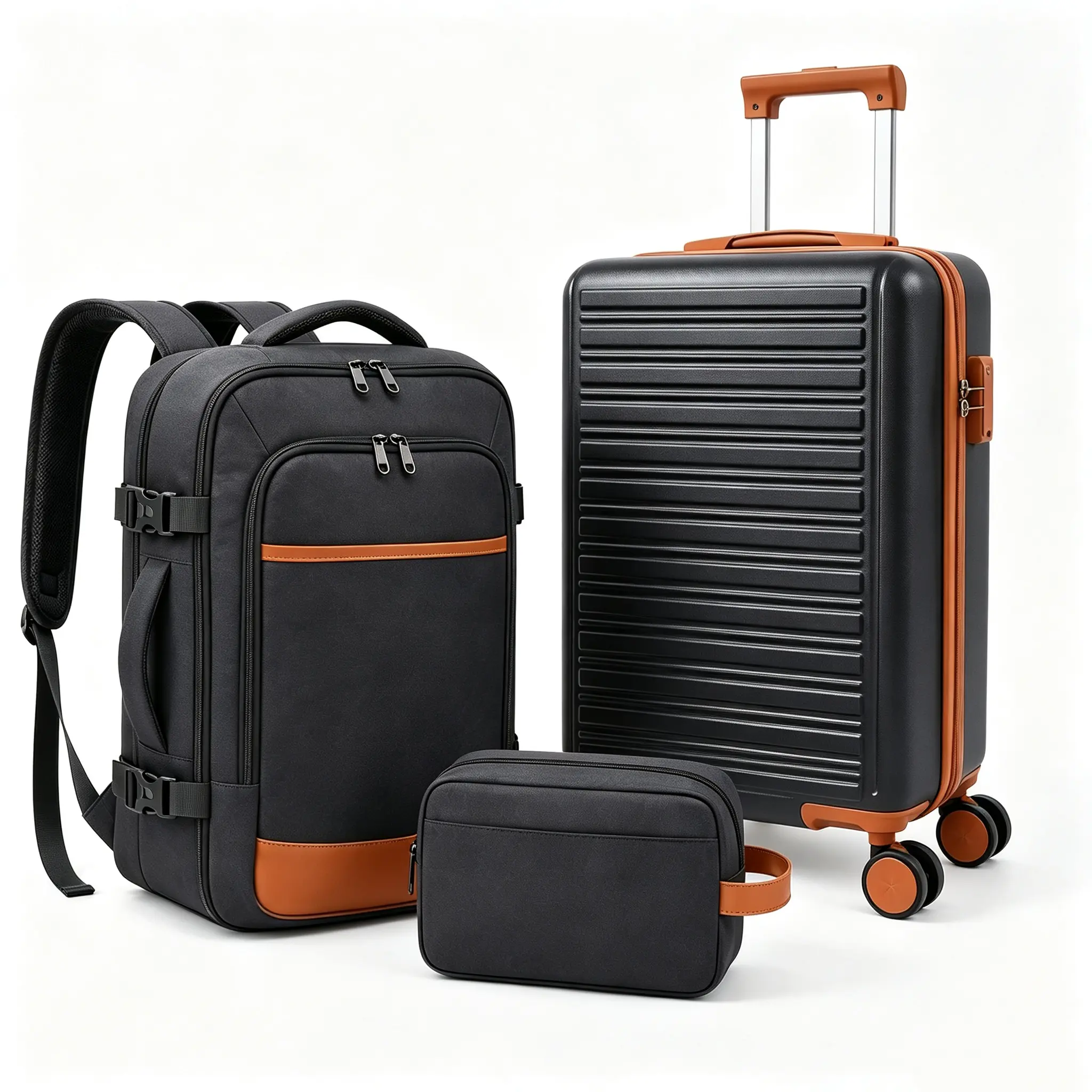 Travel Luggage Set 3 Piece ABS Hardshell Carry On Suitcase 20 Inch With Spinner Wheels And TSA Lock, 40L Backpack And Toiletry Bag For Air Travel Weekend Getaway,back to school shopping tiktokshopbacktoschool