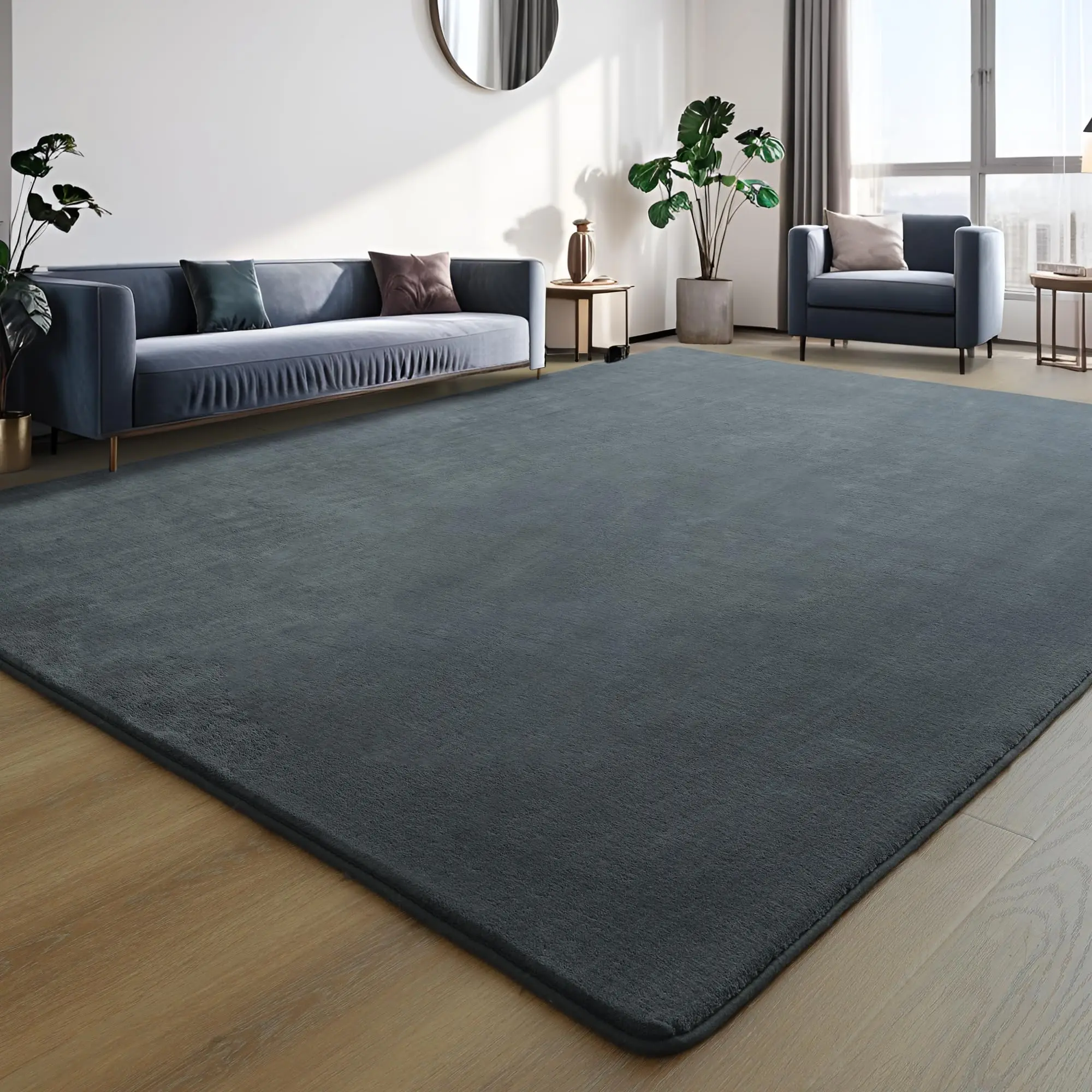 Solid color low-pile soft fluffy non-slip machine washable living room bedroom dorm decor rug, colors: pink navy blue black red green beige, sizes: 4x6 5x7 6x9 ft, Decorative Rug, Durable Area Rugs