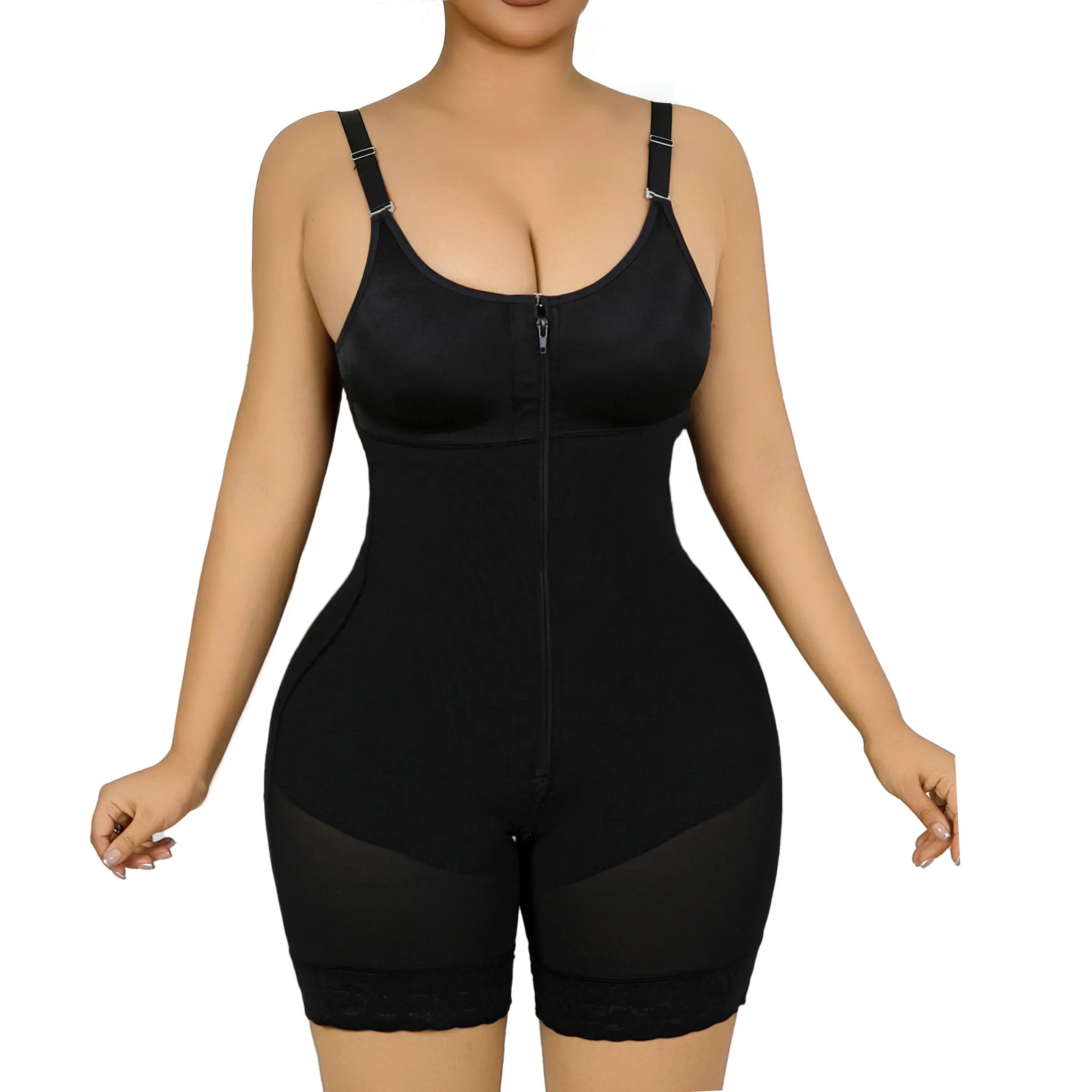 Women's V-Neck Shapewear Bodysuit, Fajas Colombianas Tummy Control Butt Lifter for Birthday, Hawaiian Vacation, Black Friday, Wedding, Cute, Thanksgiving, Fantasy, Lady, Basic, Valentines Day, Holiday, Body Contouring, Adjustable, Zipper Crotch Ease, Buck