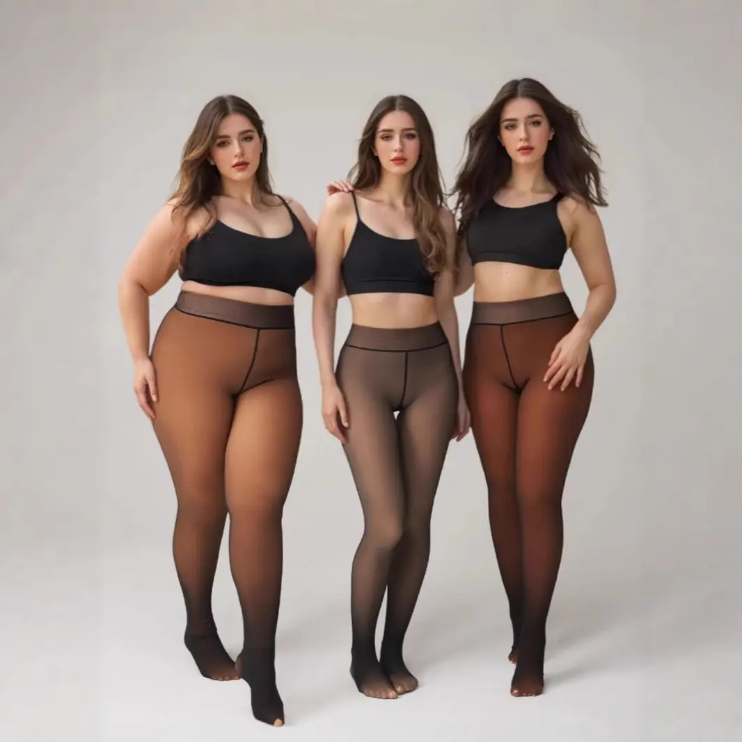 Women’s Sexy Sheer Double Layered Heat Trapping Tights - Fleece Lined, Elastic, Comfortable Stretchy Thermal Pantyhose with Translucent Plush Winter Inner Layer, Soft Breathable High-Quality Normal & Plus Size Under Dress Leggings