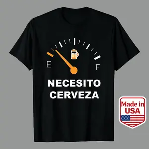 Casual Fun Design With Fuel Gauge And Beer Mug Graphic Featuring The Text Necesito Cerveza Perfect For Beer Lovers And Humorous Moments Ideal For Summer Parties Or Casual Wear Great Men’s Casual Graphic Tees 100 Casablanca Patterned Short penny tee tees