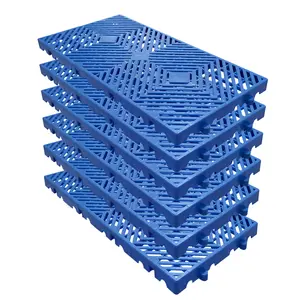 Lightweight Plastic Pallets for Material Handling – Water-Resistant & Waterproof, Ventilated Grid Design, Ideal for Indoor/Outdoor Use in Garages, Kitchens, Basements, 6/12 Pack – Black/Blue