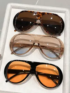 3-piece Fashion Large Frame Sunglasses Set Casual Simple Design Protective Glasses Decorative Lenses Four Seasons Wear PC Material Geometric Double Beam Sunglasses Trendy Polarized Aviator Sunglasses Polarized Retro Mirrored Sunglasses fashionable party a