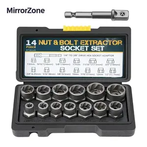 14 Counts Bolt Extractor Tool Set,Impact & Nut Remover Stripped Lug Remover,Drive Rounded Bolt Remover for Removing Damaged,Frozen Universal Impact impact bolt