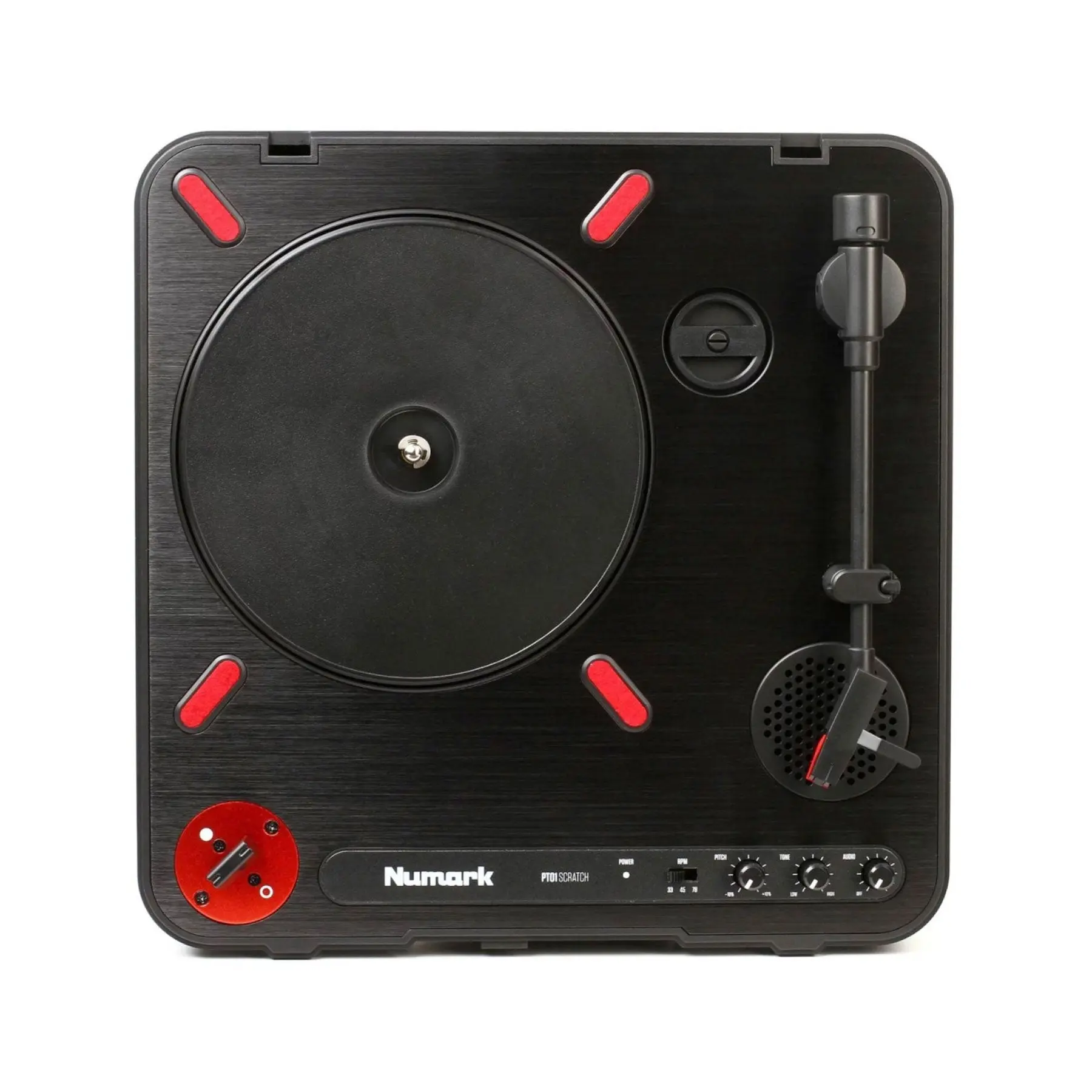 Numark PT01 Scratch Portable Vinyl Turntable with Scratch Switch, Cartridge, Adjustable Settings, Digital Recording Functionality
