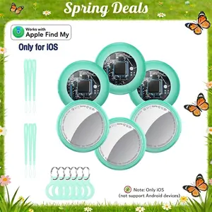 [Spring Deals] Tukio GPS Tracker(iOS Only) for Cars & Pets - Mini Clear Design, Weatherproof Case, Anti-Lost Device, Works with Apple Find My(iOS Only), IP67 Waterproof, Replaceable Battery Protection