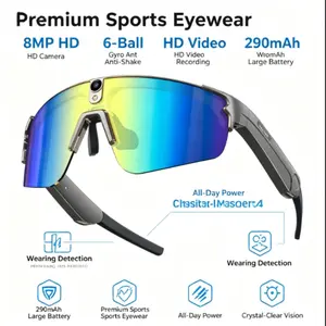 AI Smart Glasses, 8-Megapixel HD Camera, Anti-Shake Shooting, Wi-Fi and Bluetooth Real-Time Transmission, Wear Detection, Music Control, Magnetic Fast Charging, Suitable for Various Outdoor Sports Scenarios