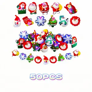 AOOEPTR 50Pcs LED Light Up Glow Rings for Christmas Party Favors Magical Flashing Rings for Kids and Adults Festive Touch Goodie Bag Stuffers Non Candy Gift Bag Fillers