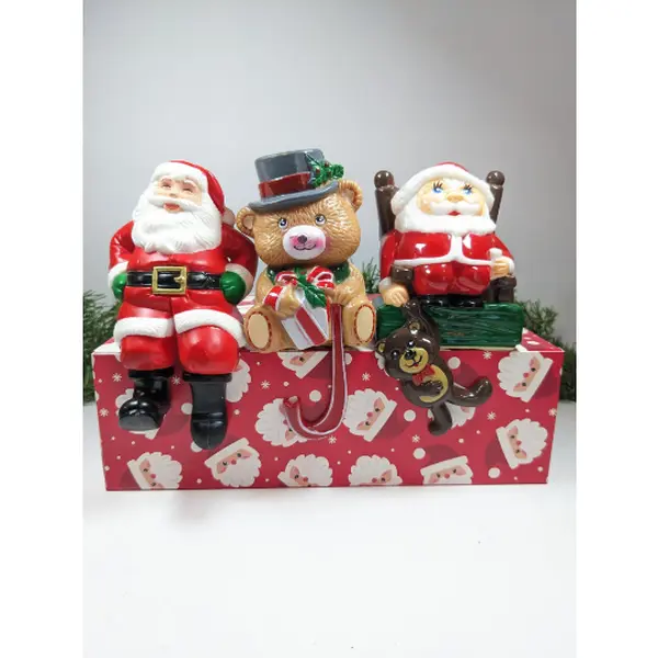Santa Claus & Teddy Bear Plastic Christmas Stocking Holders
