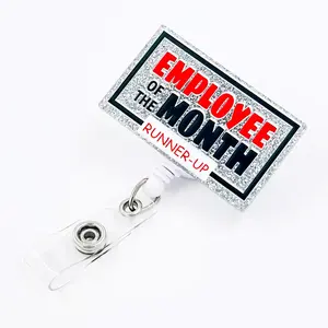 Employee Of The Month Badge Holder, 1 Count Retractable Badge Reel, Funny Nurse Name Badge Clip for Medical Nursing Professional Health Care Office