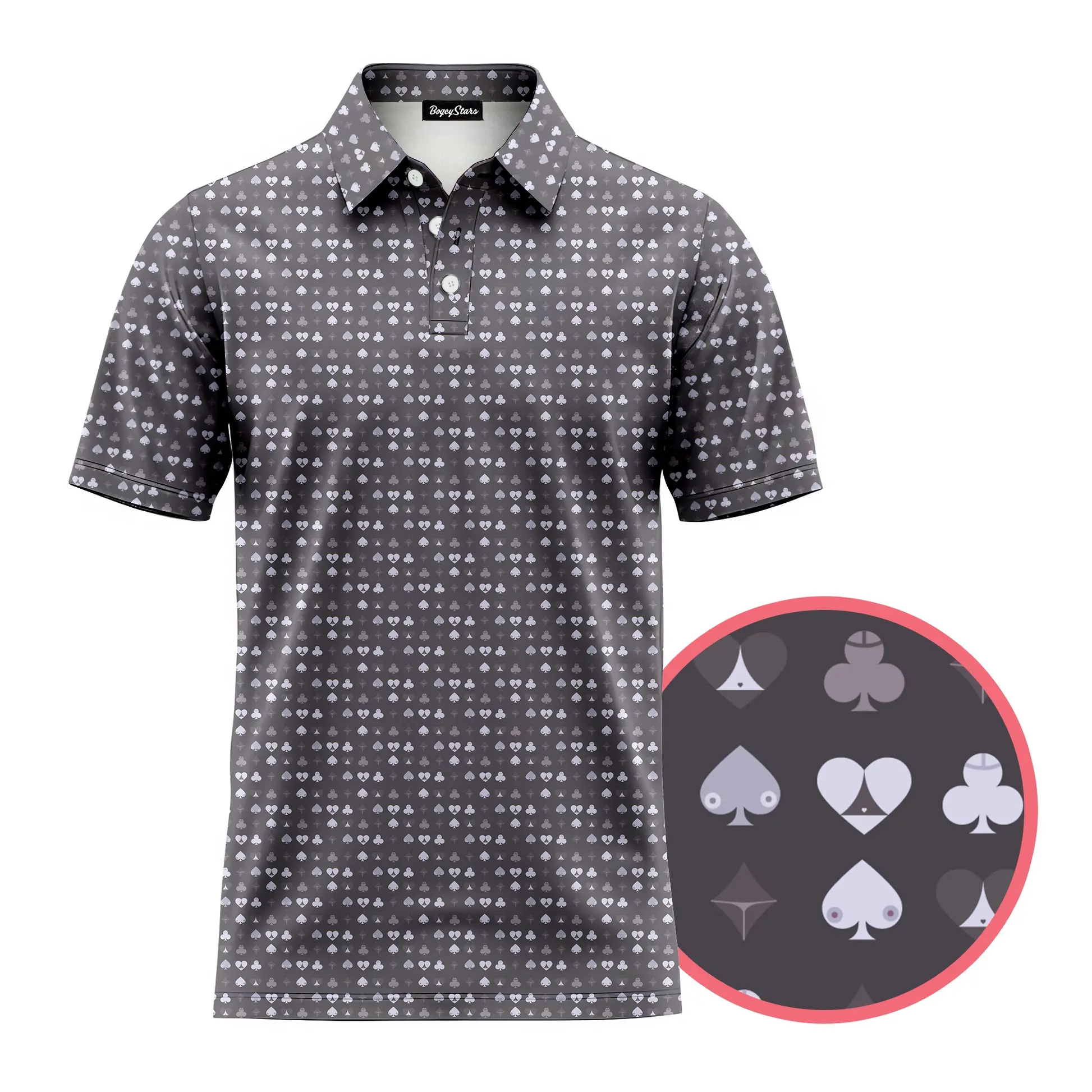 Destination Card  Deck Funny Pattern Men's Bogey Golf Ball Polo Shirt Masters Golf Tennis Polo Tops Masters Tournament Shirt 2026 GPA Championship Performance Outdoors Sport Shirt, Ideal Gift for Dad Golfers