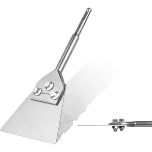 SDS Plus Floor Scraper with Spare Bolts and Locknuts, 5 Inch x 11 Inch Tile Removal Chisel Tool Long Handle Heavy Duty for Rotary Hammer Drill, Thinset Scraper Adhesives Remover
