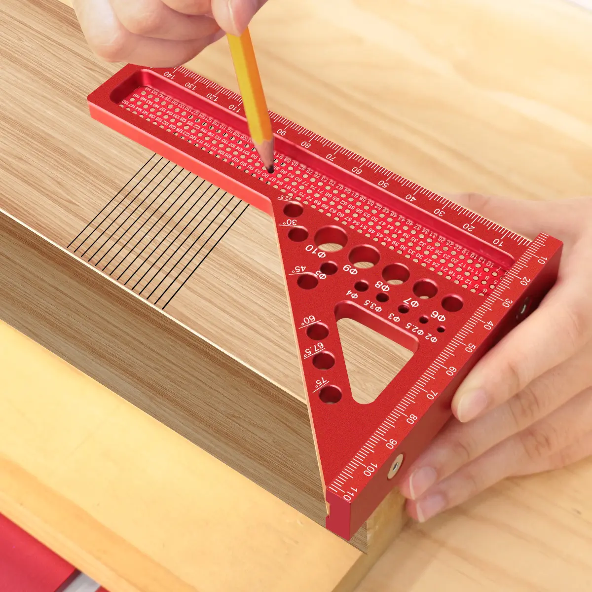 Precision Aluminum T-Square Protractor - 3D Multi-Angle Measuring Tool with T-Slot Holes & Dowel Pin | 0.1mm Accuracy Industrial Layout Ruler for Woodworking & Metalworking