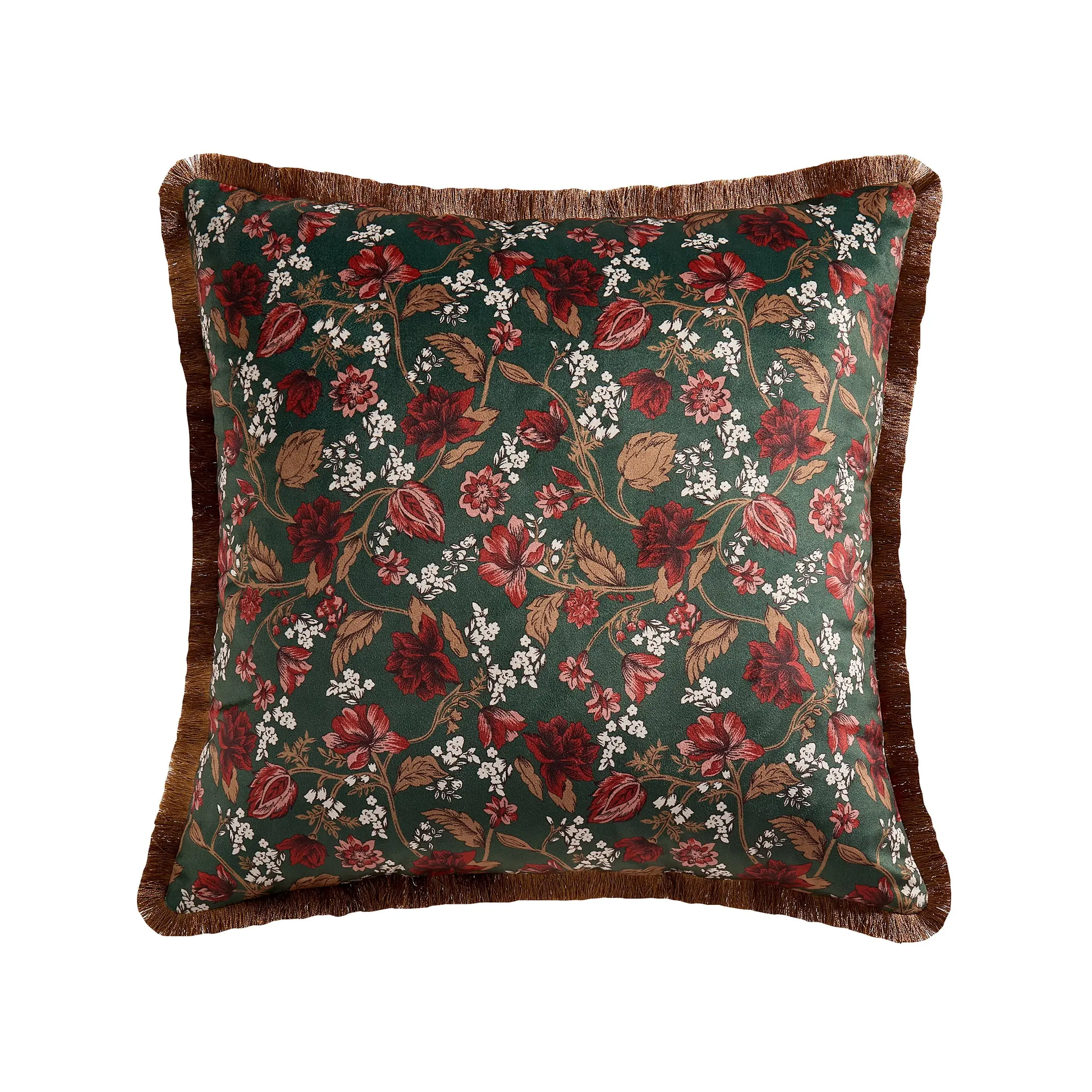 Home Decor Collection 20" x 20" Green Floral Velvet Decorative Pillow