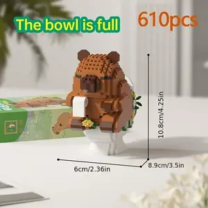 400+ Pieces Cute Capybara Model Building Blocks Set, Stress Relief Micro Particles, Creative Home Office Decor, Unique Gift Idea