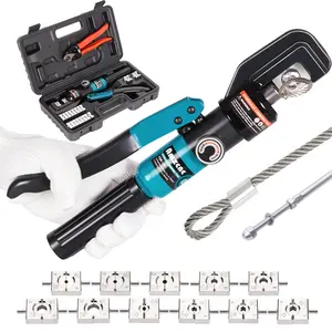 AMZCNC Wire Rope Crimping Tool for Aluminum Crimping Loop Sleeve, Two Barrel Ferrule, Oval Sleeves, 3/64 in to 3/16 in, Stainless steel wire rope Swaging Tool Kit with Wire Rope Cutter
