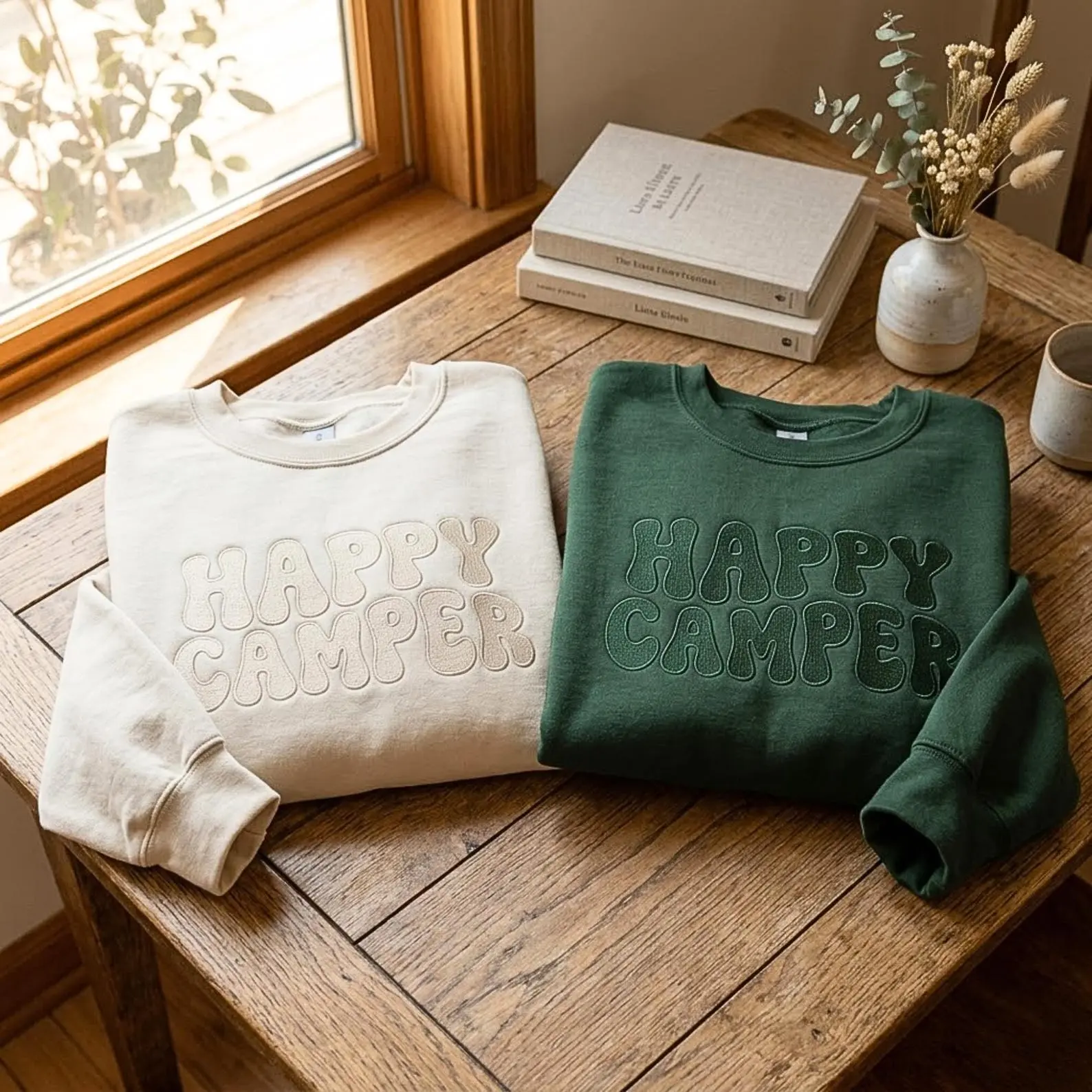 Embroidered Happy Camper Sweatshirt, Happy Camper Shirt, Camping Tee, Happy Camper T-Shirt, Camp Lover Gift, Glamping Shirt, Adventure Shirt