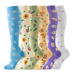 Flimexa Glow 6 Pack Women Compression Socks Moisture-Wicking Breathable Support cosy socks patterned socks stylish compression socks dots socks socks on point for Running Fitness Travel Work Everyday Wear Comfort