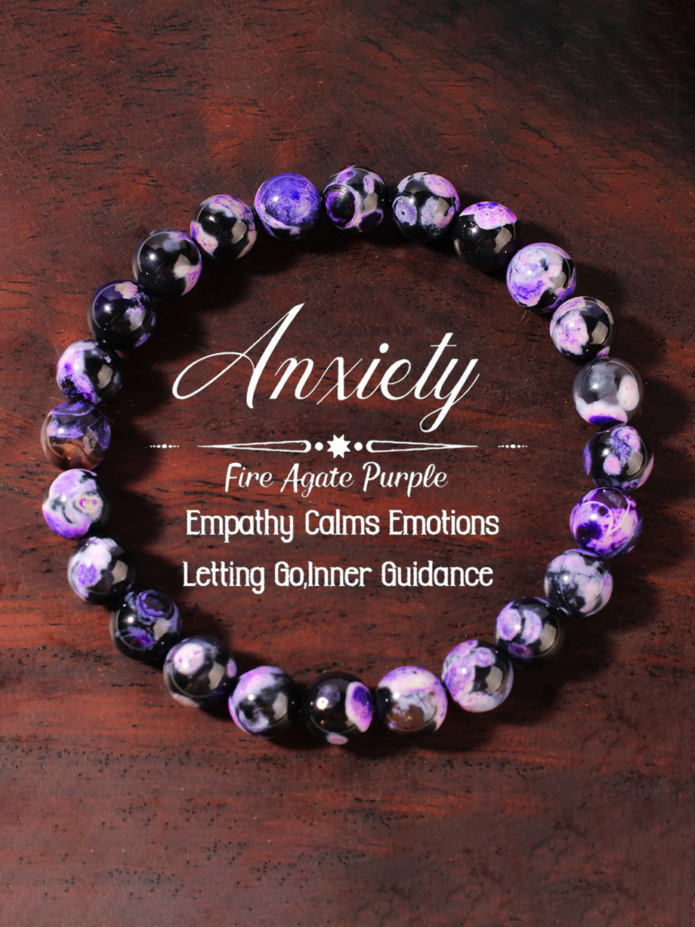 Handmade Fire Agate Beaded Crystal Bracelet, Anti-Anxiety Protection Jewelry for Men & Women, Fashion Accessory for Daily Wear