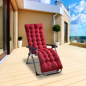 Patio Folding Chaise Lounge Cushion, 71x22in Thick Outdoor Recliner Cushion with Straps, Soft Patio Lounger Pad for Deck, Garden