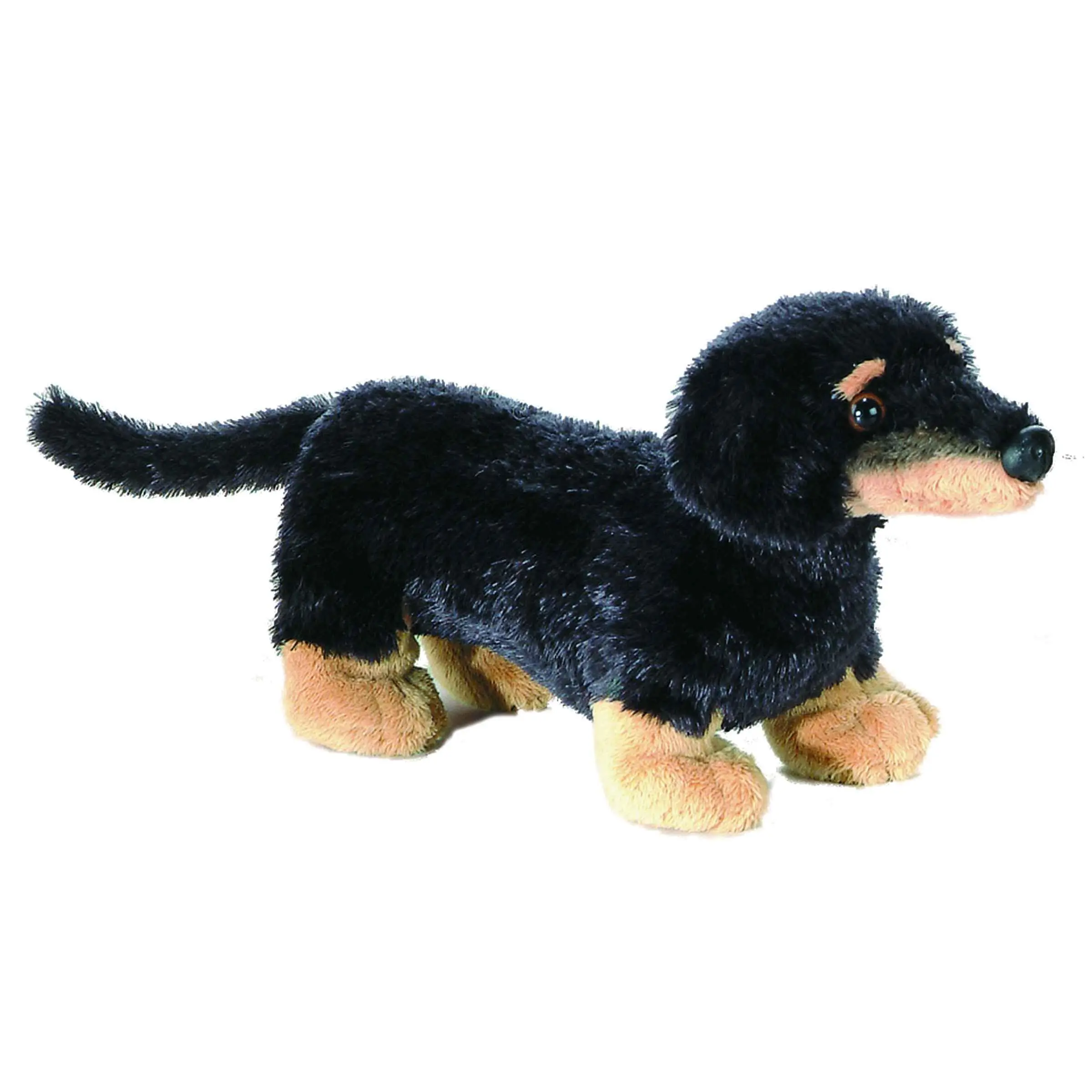 Aurora World Mini Flopsie Vienna Dachshund Stuffed Animal – Soft Polyester Plush with Bean Pellets, Black and Tan, 9 Inches, Ages 3 and Up