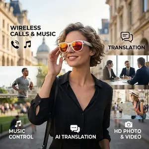 High Definition Multifunctional Smart Glasses with Camera Recording Translation Wireless Calling Music Playback Voice Assistant Portable Sport Eyewear AI Smart Glasses
