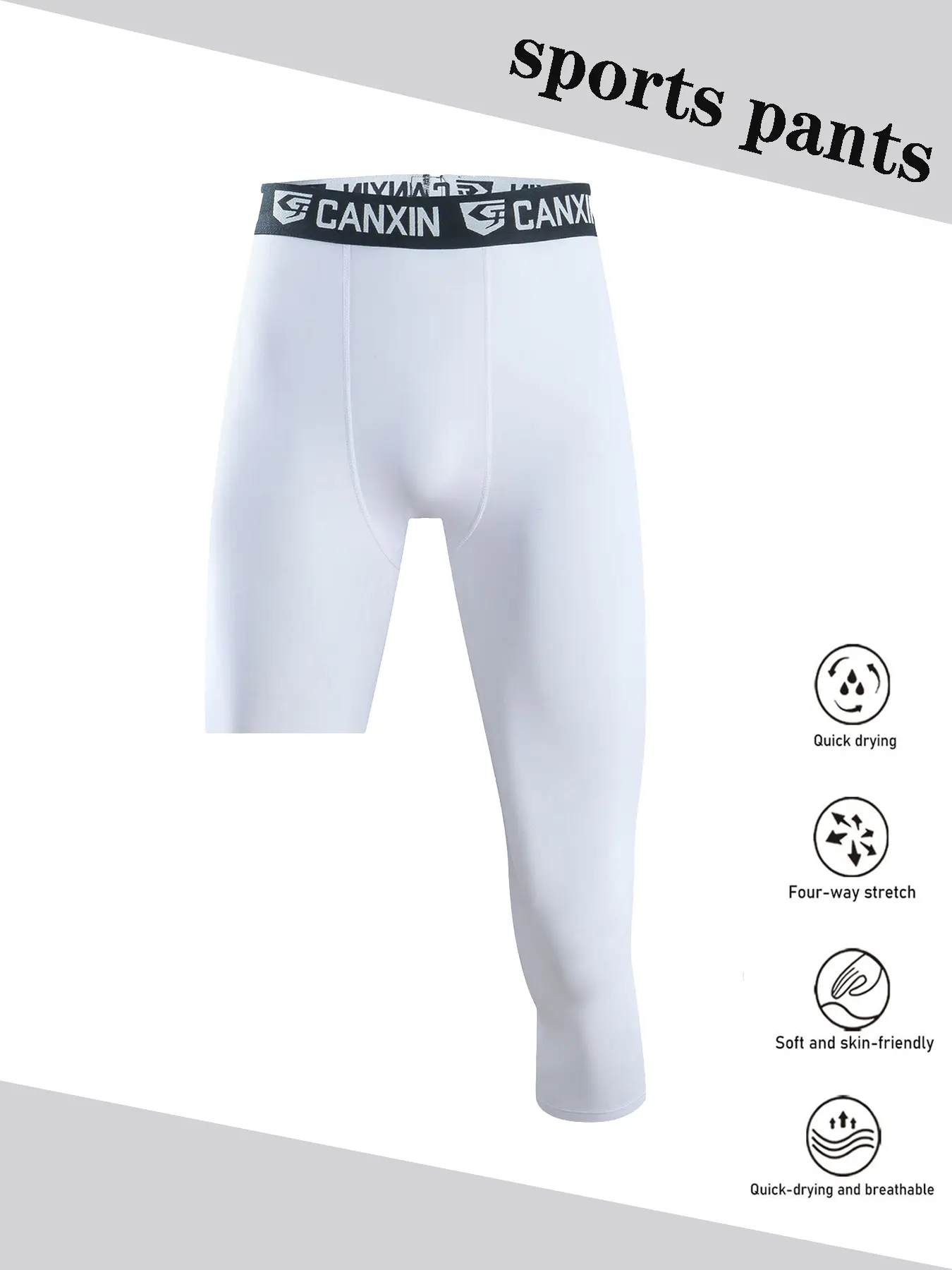 Men's Basketball Compression Pants, Left Long Right Short Design, Breathable Elastic Quick-Dry Gym Training Shorts, Soft Ball Pants, Sporty Pants