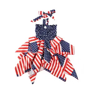 Toddler Girl 4th of July Dress American Flag Red White and Blue Tassel Halter Dresses Baby First Memorial Day Outfit