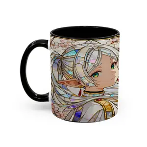 Anime Frieren Coffee Mug: Faux Stained Glass Anime Design - ani10336