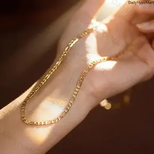 925 Sterling Silver 4mm Triple Figaro Cuban Link Chain Necklace, Tarnish-Resistant for Parties