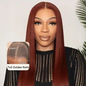 UNice Bye Bye Knots Wig 7x5 Glueless Lace Reddish Brown Yaki Wig With Pre-plucked Hairline